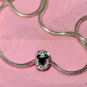 Mickey Mouse Necklace • European Pandora Style Crystal Bead • Bracelet Charm